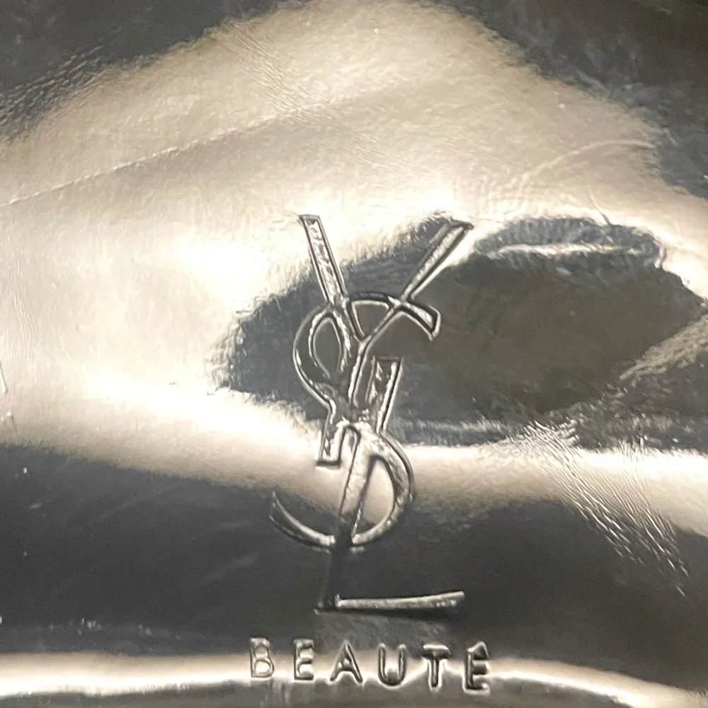 NWT YSL Yves Sant Laurent Black Patent Make Up Bag